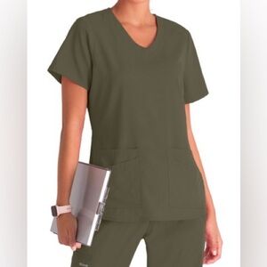 Grey's Anatomy Spandex Stretch Emma Top-4 Pocket Scrub Top